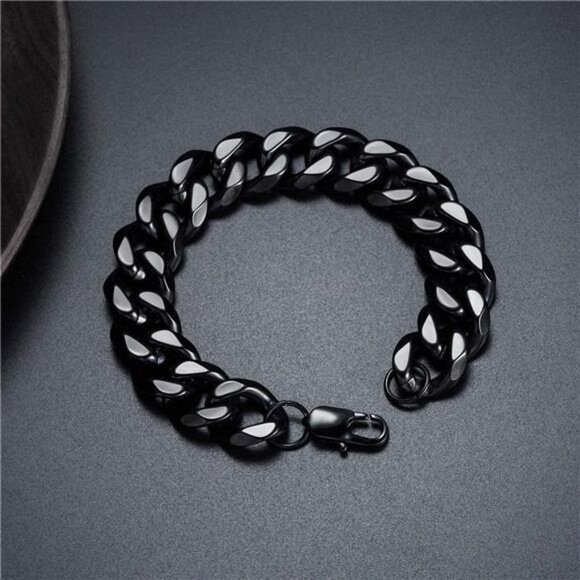 SANNYRA 18k Real Gold Plated Curb Cuban Chain Bracelet Stainless Steel Link - Picture 4 of 14